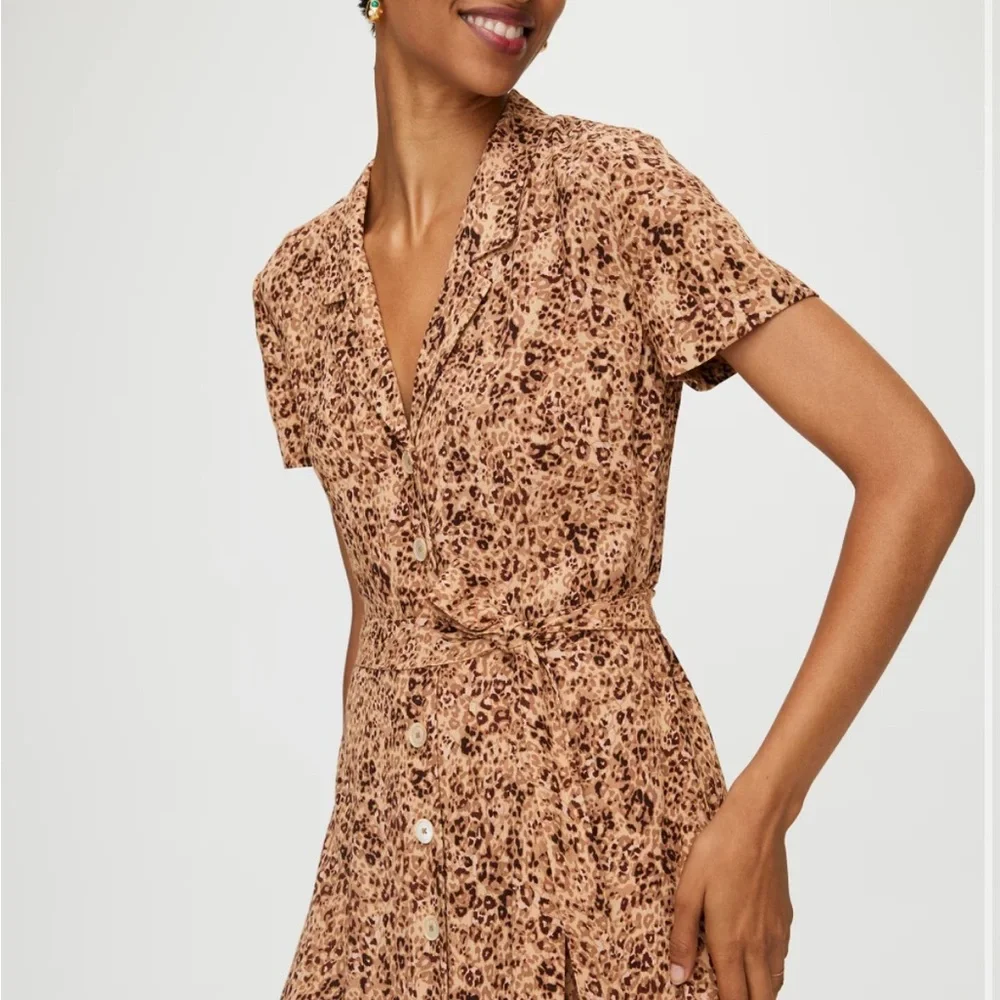 Aritzia cheetah leopard button up maxi shirt Dress XS - Picture 2 of 10